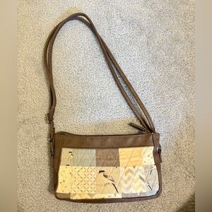 Brown Patchwork Shoulder Bag
